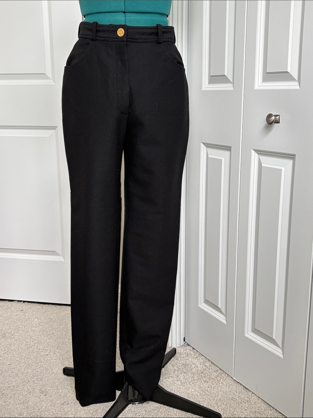 CHANEL Vintage Black Tailored Wool Pants